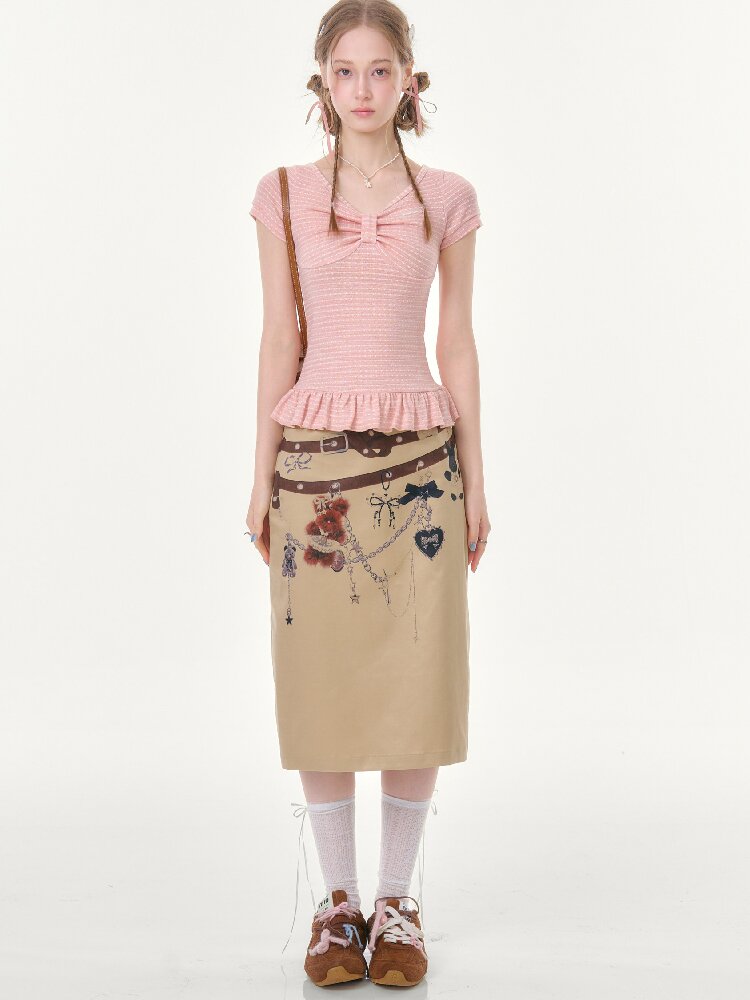 Chain Bear Print Slimming Skirt【s0000016625】
