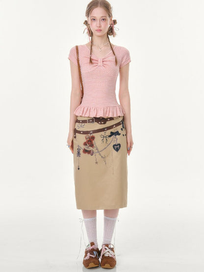 Chain Bear Print Slimming Skirt【s0000016625】
