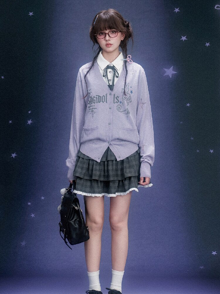 Galaxy Light Purple Star Cardigan【s0000015755】