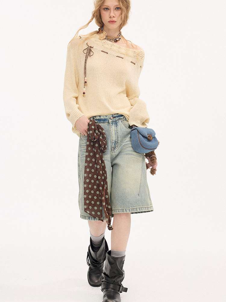 Slanted Strap Smock Knit Sweater【s0000015409】