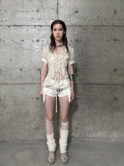 Multi-Layer Ruffled Irregular Hem “Jellyfish” Shirt【s0000012831】