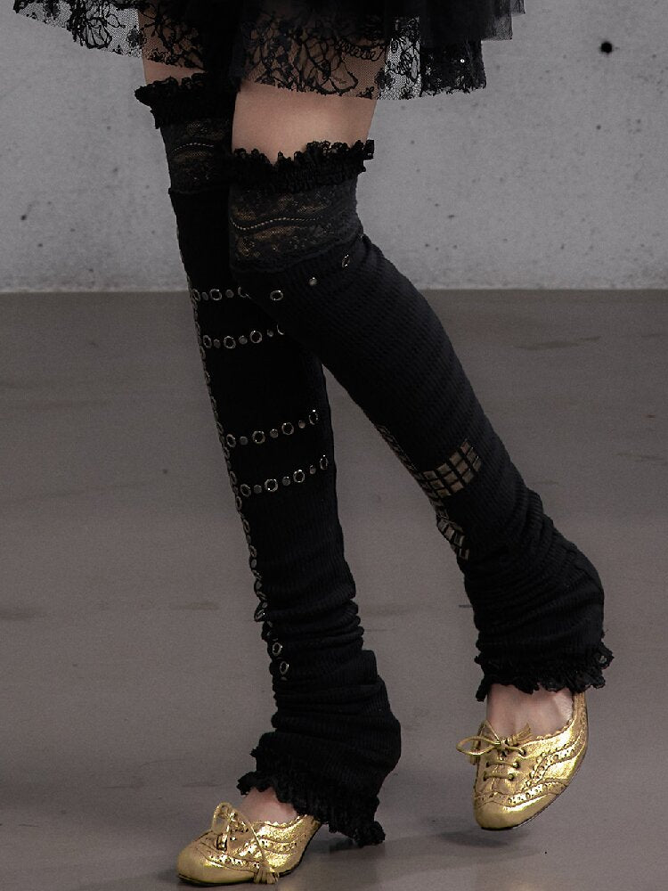 Lace Rhinestone Knit Leg Covers【s0000019164】