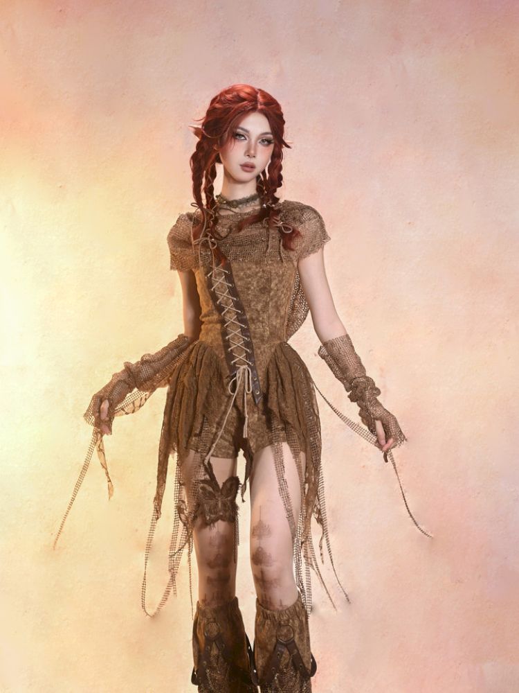 Aged Denim Asymmetric Plunge Top【s0000013508】