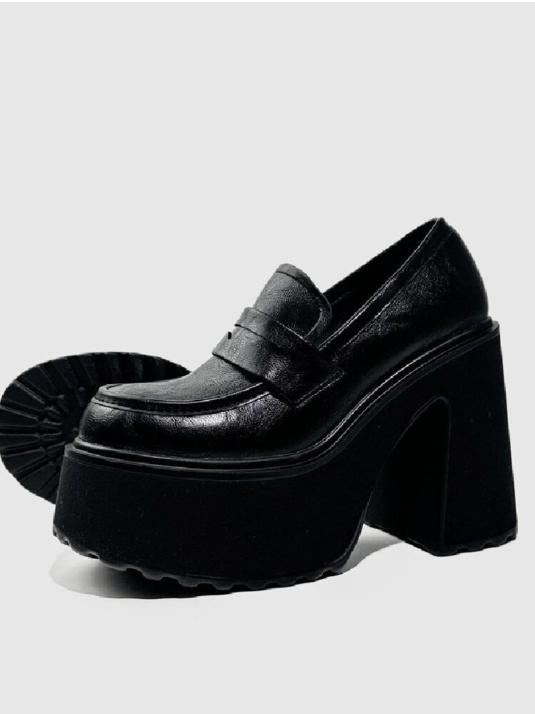 Matte Leather High Heel Loafers【s0000015716】