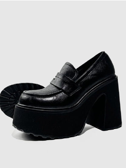 Matte Leather High Heel Loafers【s0000015716】