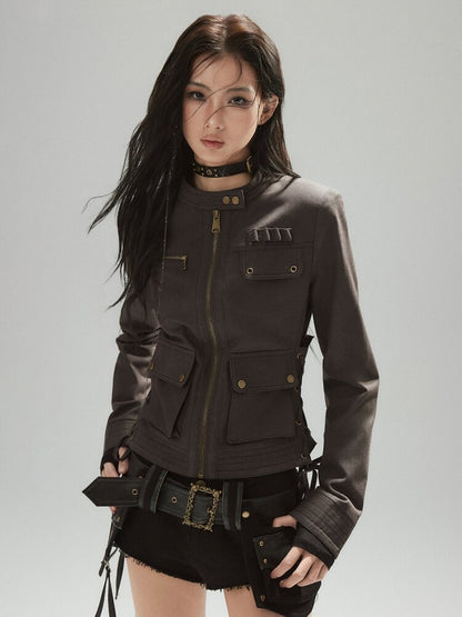 Coffee Stand-Up Collar Work Jacket【s0000015610】