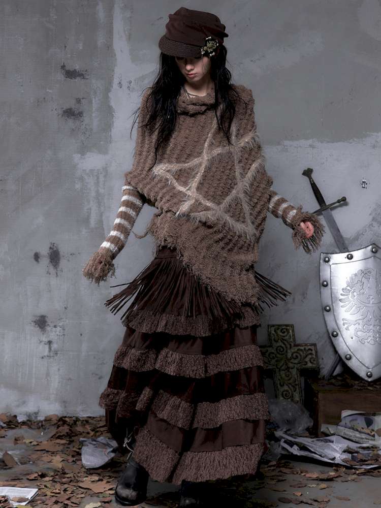 Lace Suede Fringe A-line Skirt【s0000014649】