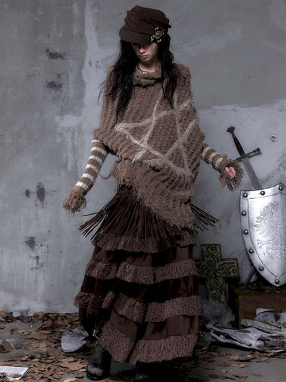 Lace Suede Fringe A-line Skirt【s0000014649】