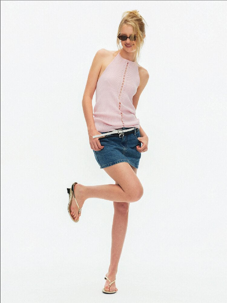 Lyocell Lace Up Halterneck Knit【s0000015929】