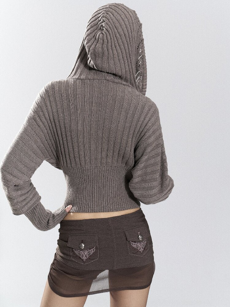 Vintage Hooded Knit Bat Sleeve Top【s0000018486】