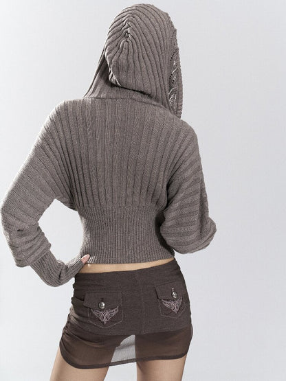 Vintage Hooded Knit Bat Sleeve Top【s0000018486】