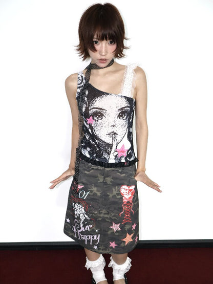 Lace Mesh Vest Suspender Top【s0000018661】
