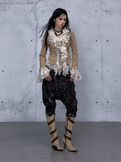 Washed Ripped Denim Harem Pants【s0000015549】