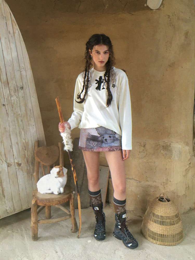 Forest Elf Print Long Sleeve T-Shirt【s0000014898】