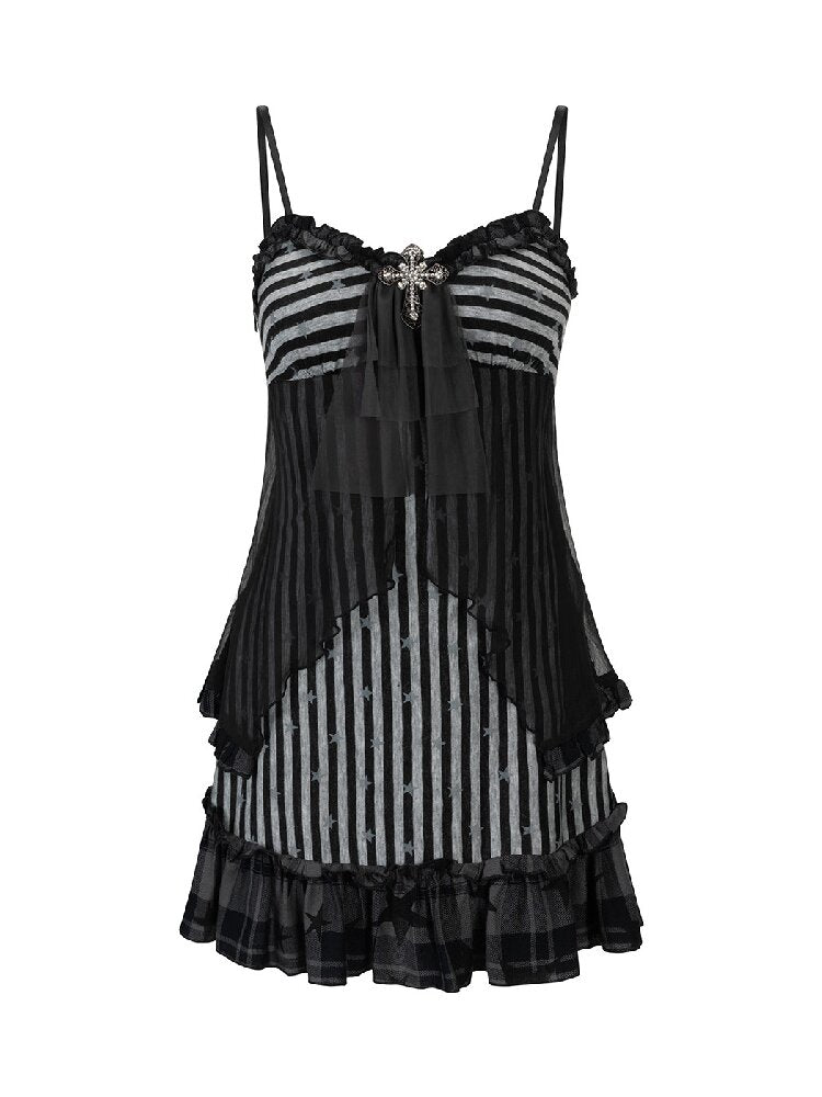 Chiffon Lace Spaghetti Dress【s0000018102】