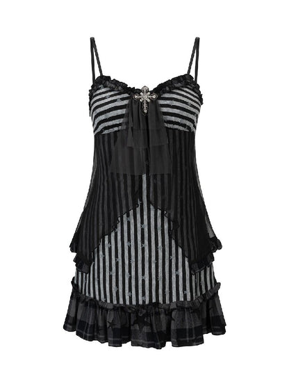 Chiffon Lace Spaghetti Dress【s0000018102】