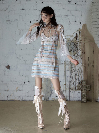 Pearl Chain Sequin Chiffon Cover Up【s0000016991】