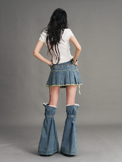 Lace Denim Strap Flared Leg Covers【s0000017774】