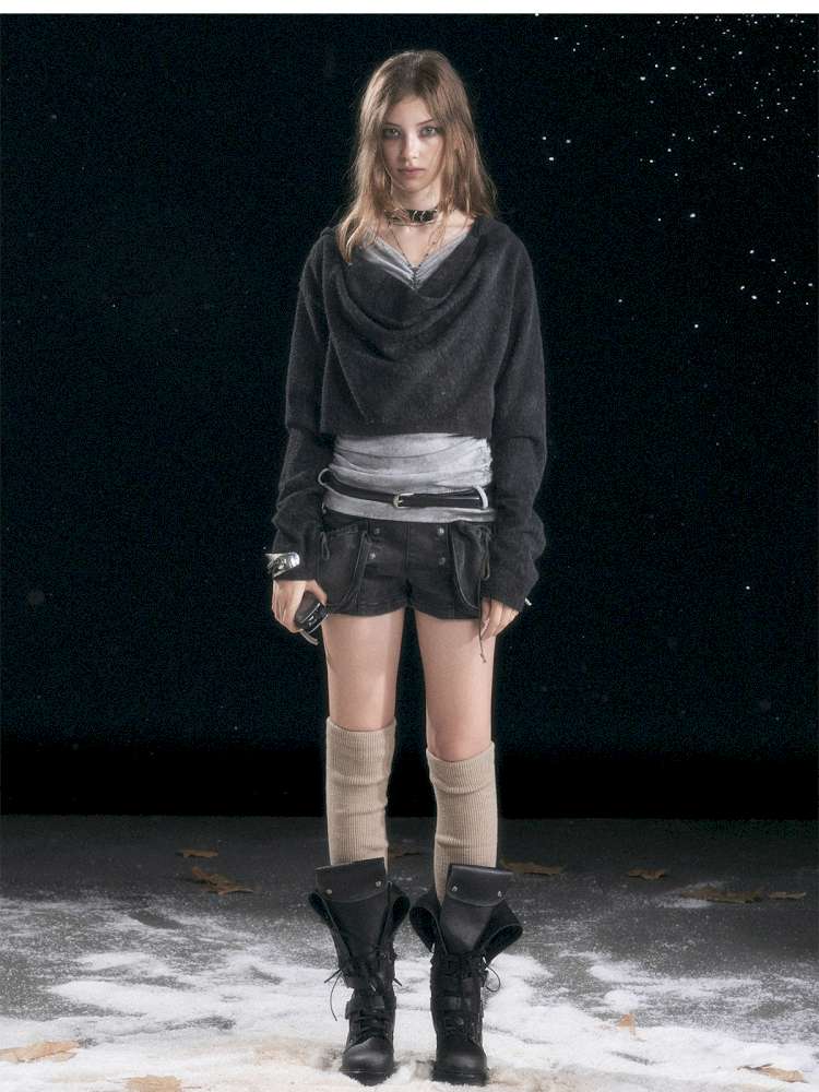 Striped Distressed Hooded Top【s0000014674】