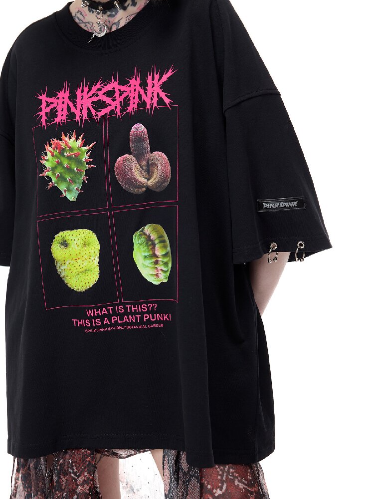 Plant Punk Graphic Loose T-Shirt【s0000017713】