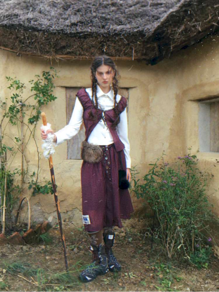 Button Vintage Polka Dot Chiffon Skirt【s0000014901】