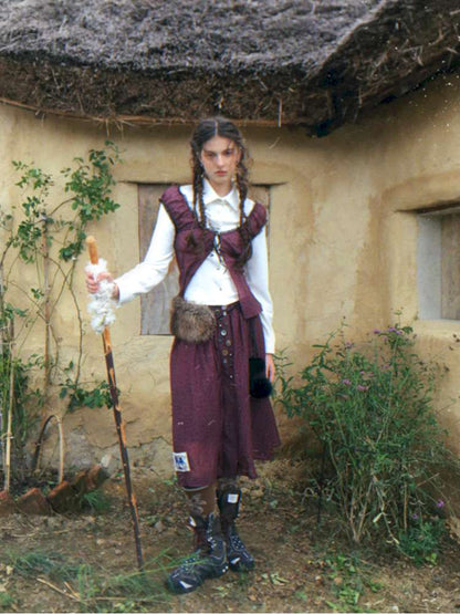 Button Vintage Polka Dot Chiffon Skirt【s0000014901】