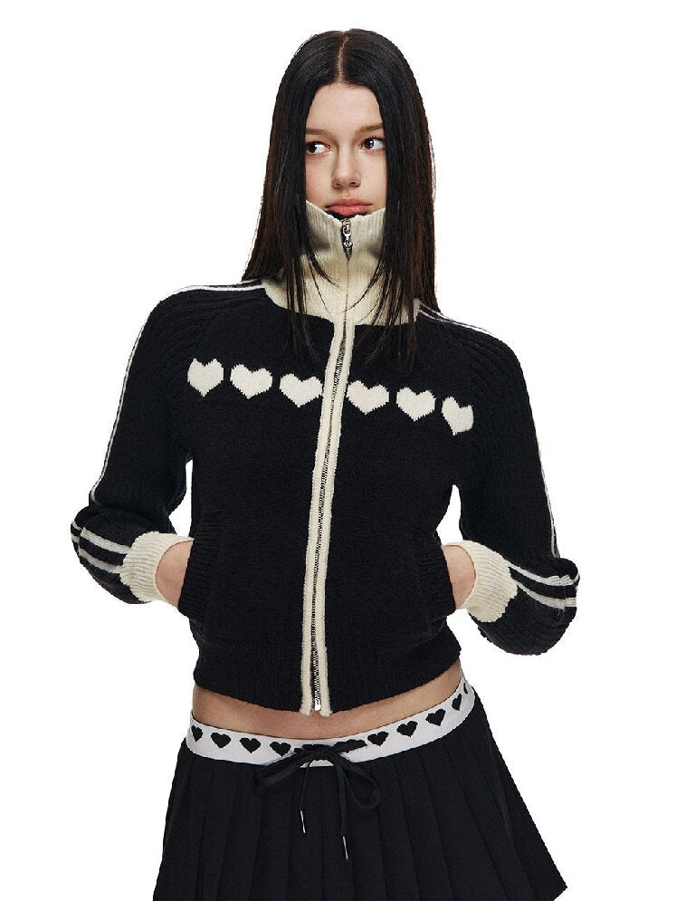 Love Jacquard Cropped Cardigan【s0000015872】
