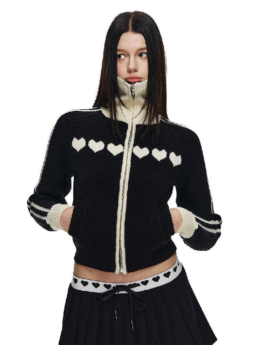 Love Jacquard Cropped Cardigan【s0000015872】