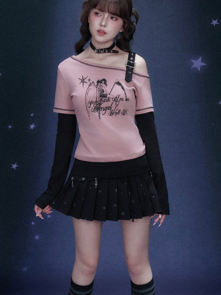 Fake Two Angel Printed T-shirt【s0000015767】