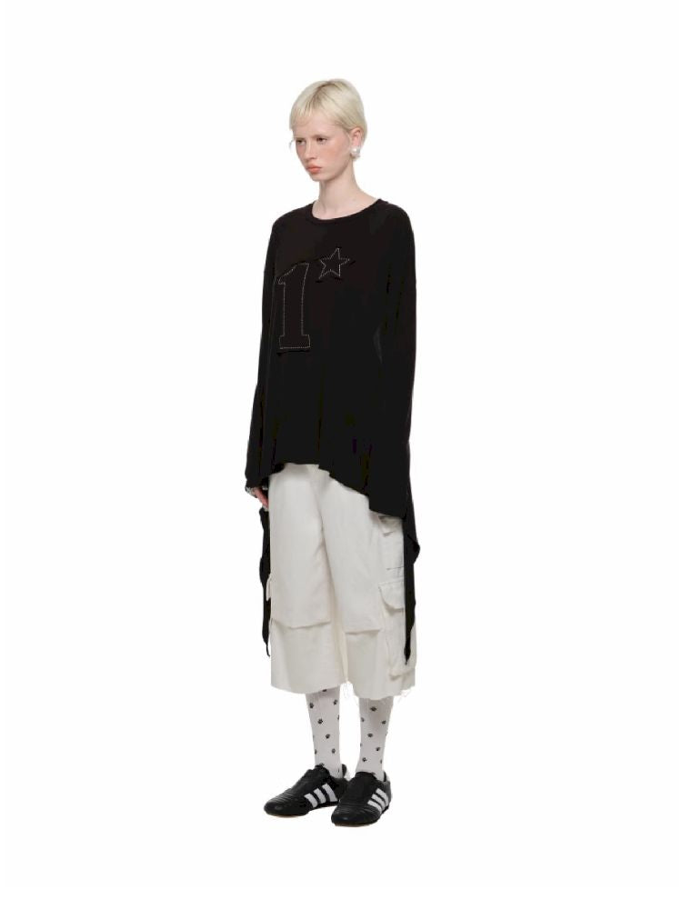 스터드 둥근 목이 긴 소매 티셔츠 [S0000011610]