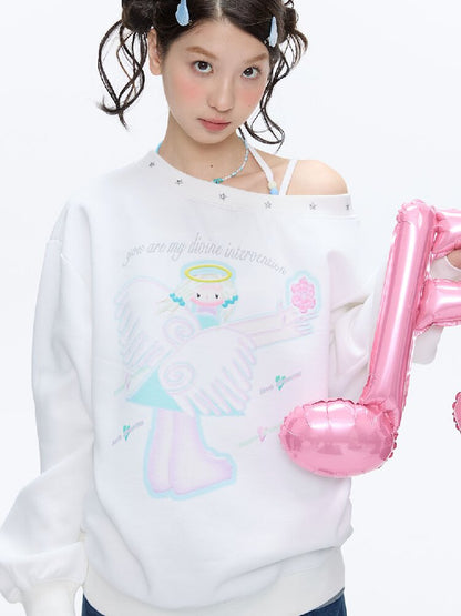 White Star Bead Shoulder Sweatshirt【s0000016384】