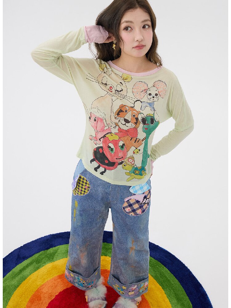 Light Green Graffiti Printed Smock【s0000016199】