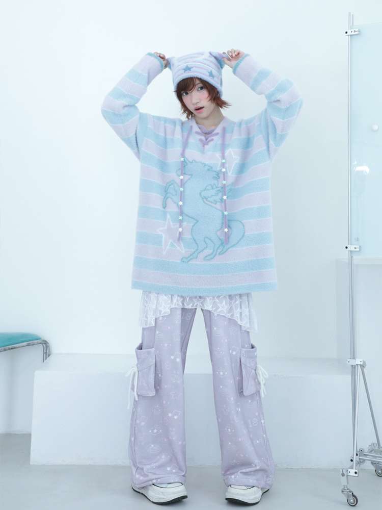 Dream Core Ghost Horse Knit V-Neck【s0000014687】