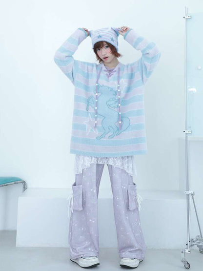 Dream Core Ghost Horse Knit V-Neck【s0000014687】