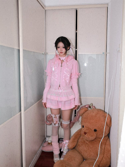 Cat Ear Faux Sweatshirt Jacket【s0000018532】