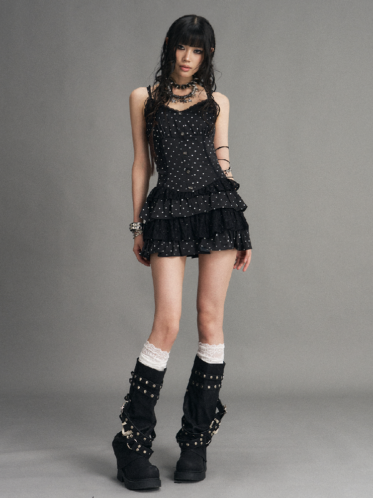 Vintage Lace Polka Dot Cake Dress【s0000017530】