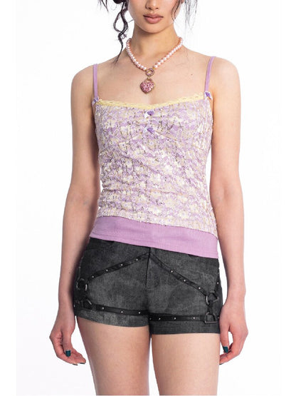 Tie-Dye Denim Studded Hot Pants【s0000018049】