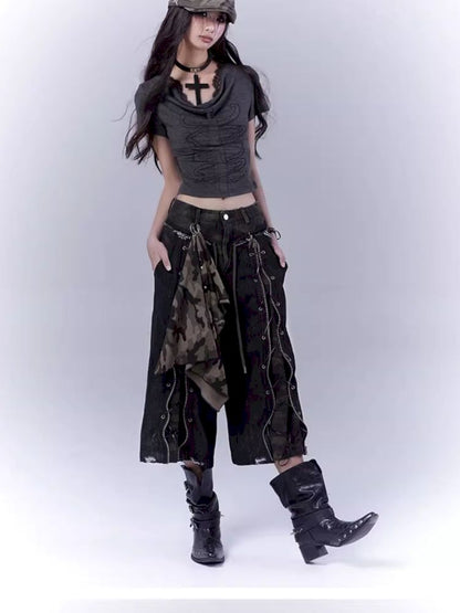 Openwork cross print lace T-shirt【s0000012847】