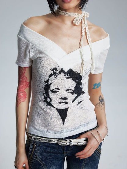 Thin Slim Large V Neck One Shoulder T【s0000017009】