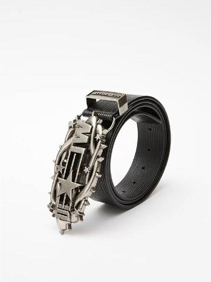 Distressed Relief Leather Belt【s0000018277】