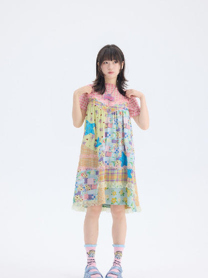 Floral Patchwork Star Lace Dress【s0000017699】