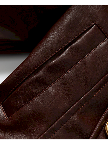 Court Punk Fur Waist Leather Coat【s0000014927】