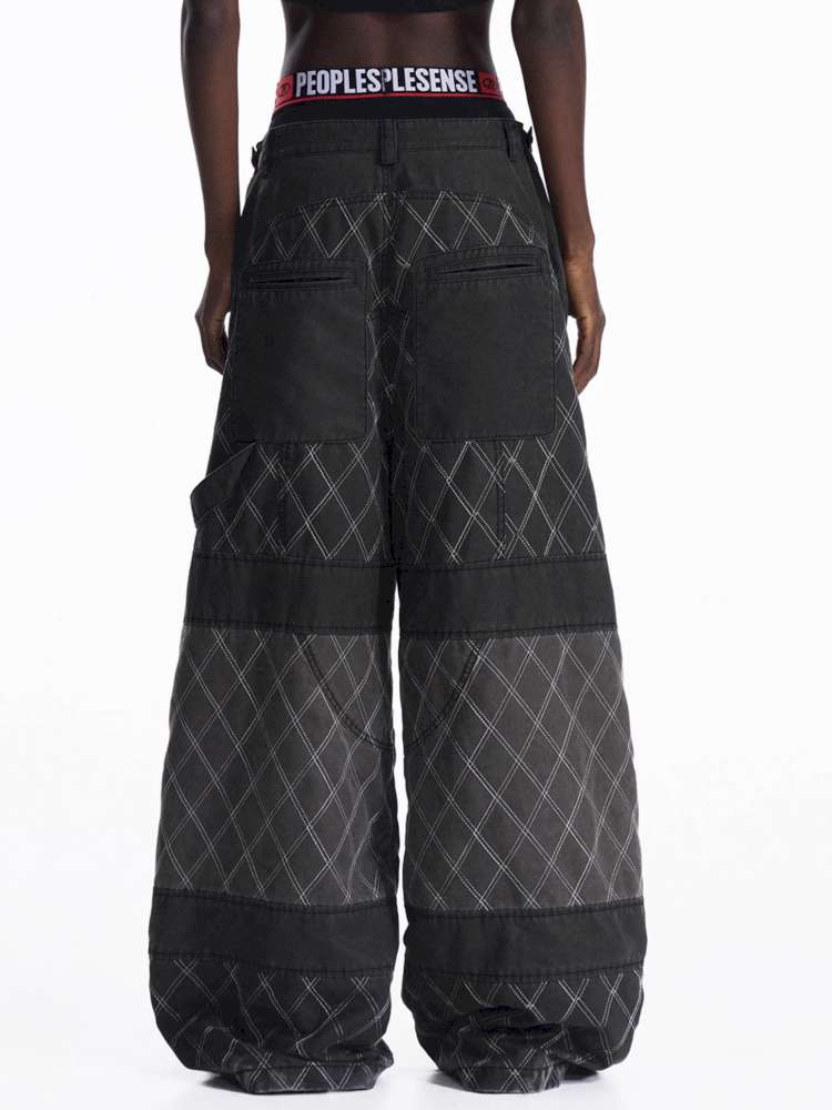 PU Distressed Diamond Cargo Pants【s0000015175】