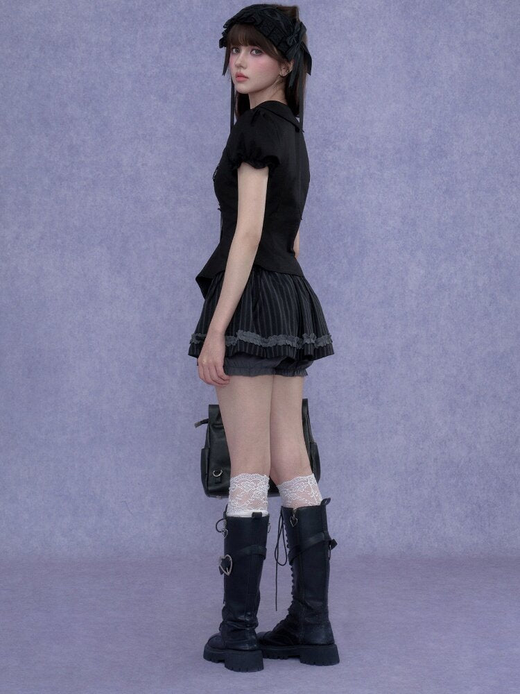 Strappy Puff Sleeve Shirt Top【s0000017272】