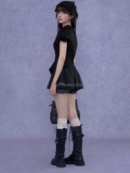 Strappy Puff Sleeve Shirt Top【s0000017272】