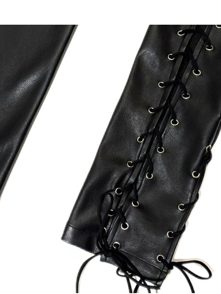 Metal Rivet High-Stretch Leather Pants【s0000019100】