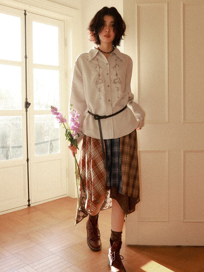 Elastic Plaid Irregular Spliced Skirt【s0000015462】