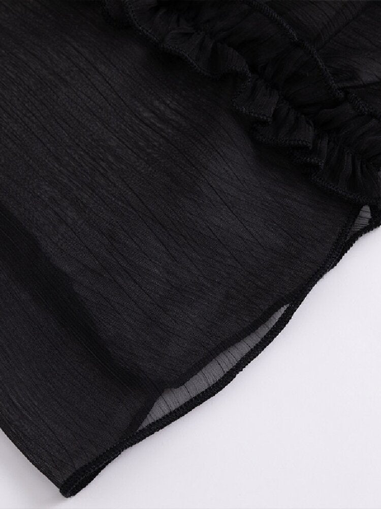 Sheer Chiffon Patchwork Lace Shirt【s0000017500】
