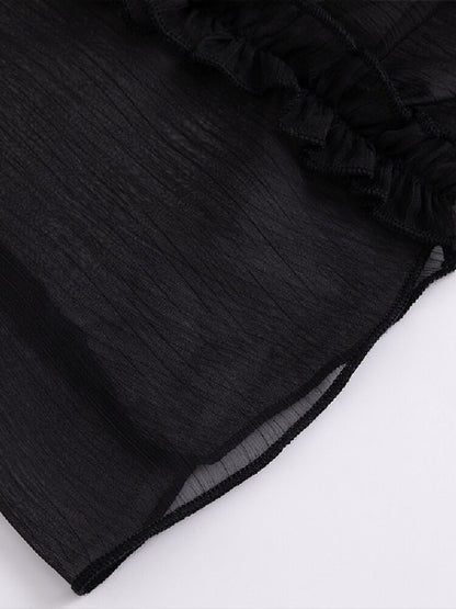 Sheer Chiffon Patchwork Lace Shirt【s0000017500】