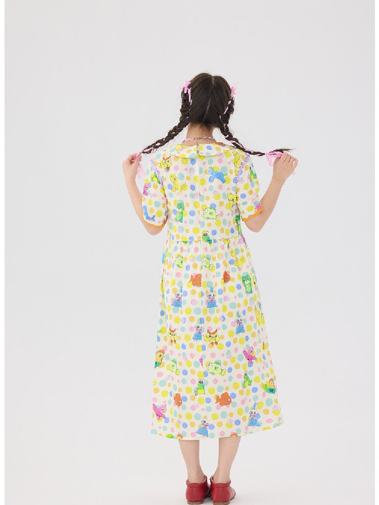 Polka Dot Animal Graffiti Dress【s0000016713】